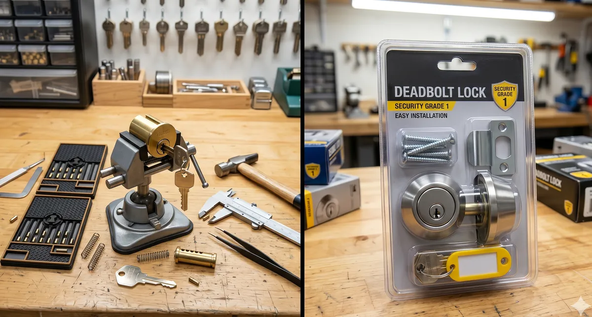 Lock rekey vs deadbolt replacement on workbench — Locksmith Auto