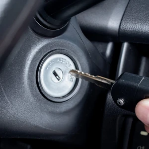 Car key turning in a turn-key ignition