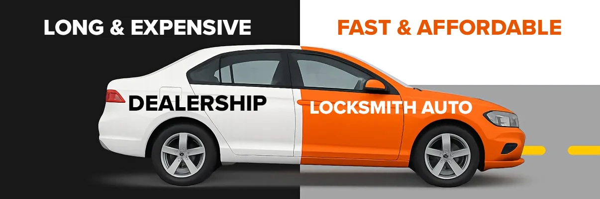 Dealership: long and expensive. Locksmith Auto: fast and affordable