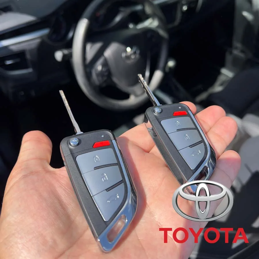 Two new Toyota flip keys made on-site